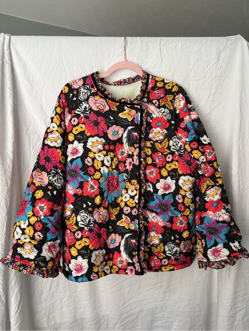 Floral Quilted Jacket with Multicolor Bloom